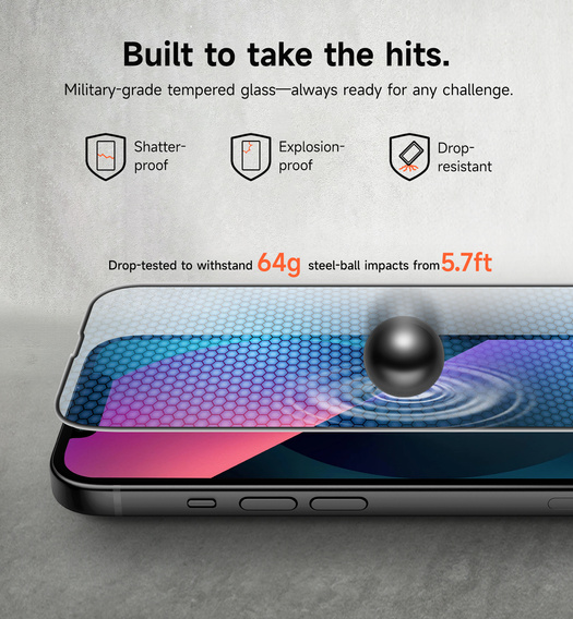 2x SURITCH edzett üveg iPhone 16e / 14 / 13 Pro készülékekhez