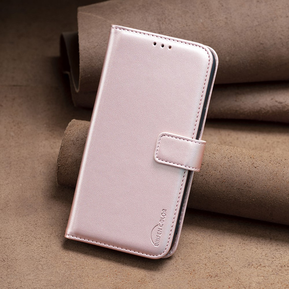 Pattintható tok a Samsung Galaxy S23 FE, BINFEN Wallet, rózsaszín rose gold + 9H üveg 