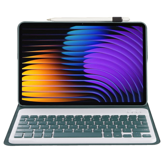 Bluetooth billentyűzetet tartalmazó tok Xiaomi Pad 7 / 7 Pro készülékhez, zöld színű