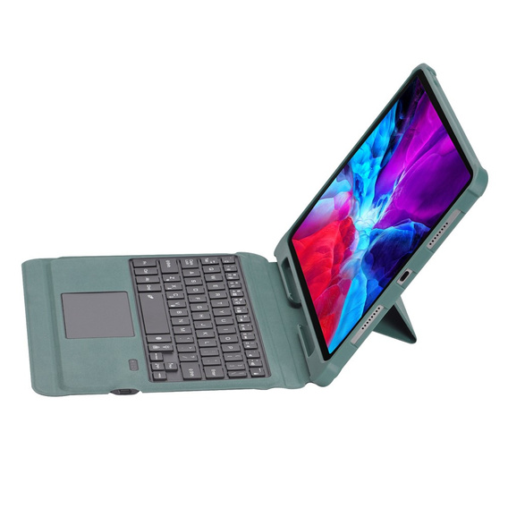 Tok + billentyűzet iPad Air 10.9 4 2020 / 5 2022, TouchPad Pen Slot, zöld