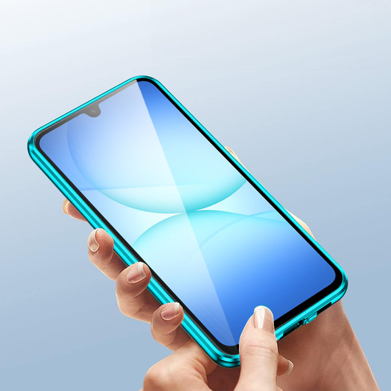 Tok Samsung Galaxy A17 5G, mágneses dupla üveg, átlátszó, kék oldallal
