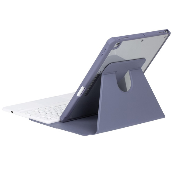 Billentyűzet tok iPad 11" 2025 A16 (11 gen.) / iPad 10.9" 2022 (10 gen.), Rotary 360° Leather, lila