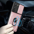 Páncélozott tok a Samsung Galaxy S23, Camera Slide Card Slot, rózsaszín rose gold
