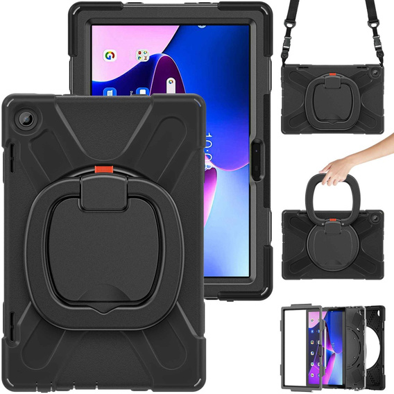 Gyerek tok Lenovo Tab M10 10.1 Gen 3, páncélozott, pánttal, fekete