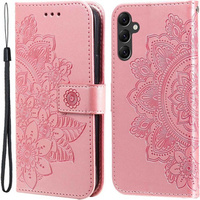 Pattintható tok a Samsung Galaxy A14 4G/5G, Mandala Flower, rózsaszín rose gold