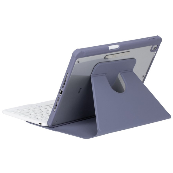 Billentyűzet tok iPad 11" 2025 A16 (11 gen.) / iPad 10.9" 2022 (10 gen.), Rotary 360° Leather, lila