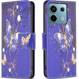Pattintható tok a Xiaomi Redmi Note 13 Pro 5G, Wallet, Butterflies lila