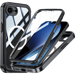Tok iPhone 16E-hoz, Shockproof, üveggel, MagSafe-hoz, fekete