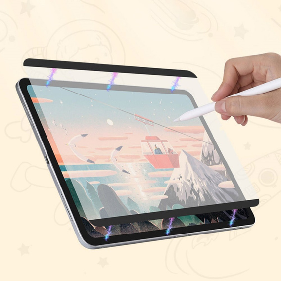 PVC papírérzetű védőfólia iPad 9.7" 2018/2017 (6/5 gen.) / Air 2/1 9.7" 2014/2013 készülékhez, átlátszó