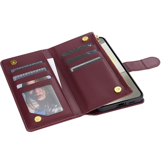 Flap tok Samsung Galaxy A56 5G, Rhombus Crossbody Leather, bordó