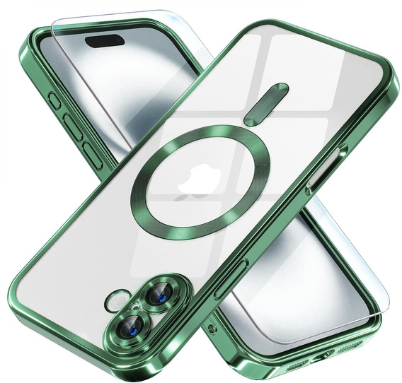 Tok iPhone 16-hoz, Electro MagSafe, zöld + üveg a képernyőhöz