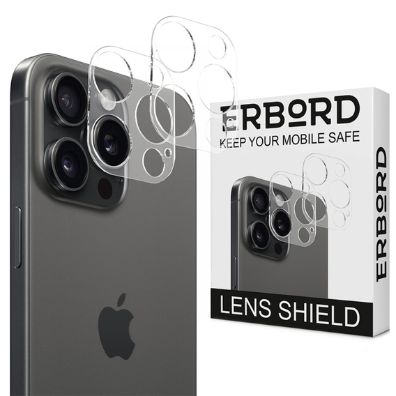 2x ERBORD edzett üveg a kamera számára, hogy iPhone 15 Pro / 15 Pro Max