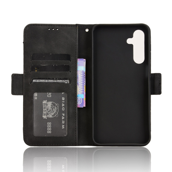 Flap tok Oppo Reno 14F, kártya slot, pénztárca, fekete