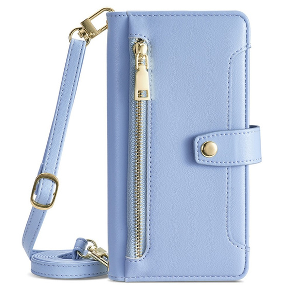 Pattintható tok a Samsung Galaxy A16, Wallet Zipper Pocket, kék