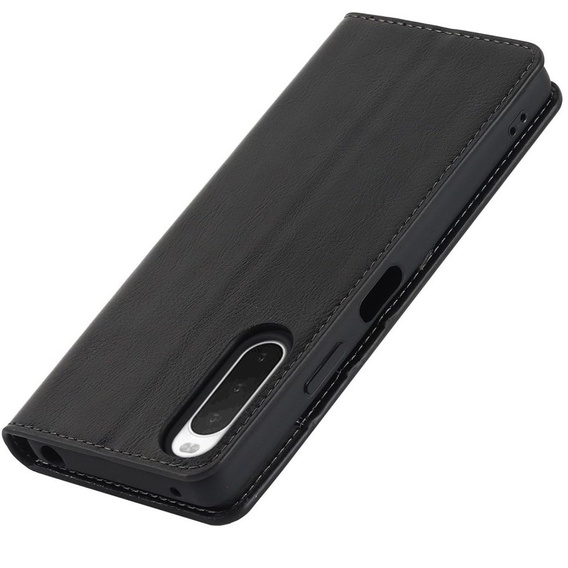 Pattintható tok a Sony Xperia 10 IV, Split Leather Wallet, fekete