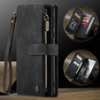 CASEME tok Samsung Galaxy A56 5G, Leather Wallet Cash and Card Slots, pánttal, fekete