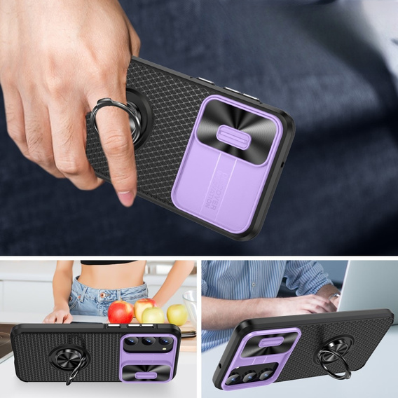 Telefontok a Samsung Galaxy S23, Camera Slide Ring, fekete / lila