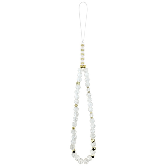 Guess IML virágokkal díszített, gyöngyökkel díszített pántos tok, MagSafe-hez, pánttal iPhone 17 Pro-hoz