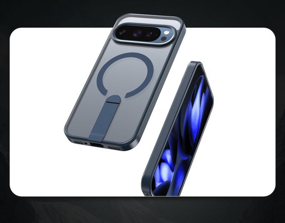 Fusion hibrid tok Google Pixel 10 Pro XL készülékhez, MagSafe, állvánnyal, kék színű