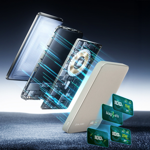 Power Bank 10000mAh Slim 22.5W MagSafe 3 az 1-ben iPhone 12-17, AirPods, Apple Watch és okostelefonok számára induktív töltéssel