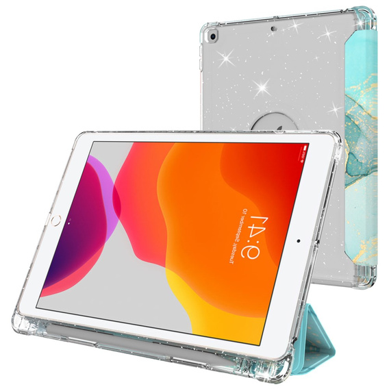 Tok iPad 10.2 2019/2020/2021, Smartcase Hybrid, tolltartó résszel, Marble kék