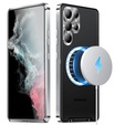 Kameravédő tok Samsung Galaxy S23 Ultra, CamShield MagSafe, átlátszó / ezüst