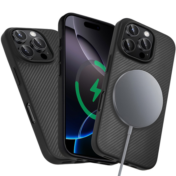 Tok iPhone 16 Pro, Aramid Fiber Cover, fekete