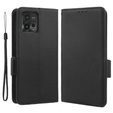 Pattintható tok a Motorola Moto G72, Wallet Litchi Magnet, fekete