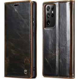 CASEME flip tok Samsung Galaxy S21 Ultra 5G, Waxy Textured, kávé