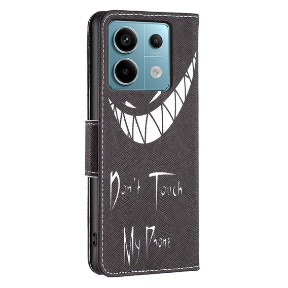 Pattintható tok a Xiaomi Redmi Note 13 Pro 5G, Wallet, Don't Touch My Phone fekete