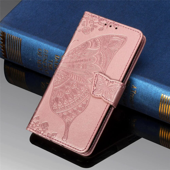 Pattintható tok a Xiaomi Poco F6, Butterfly, rózsaszín rose gold