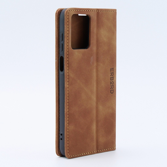Telefontok a Motorola Moto G53, ERBORD Vintage, pénztárca patenttal, barna