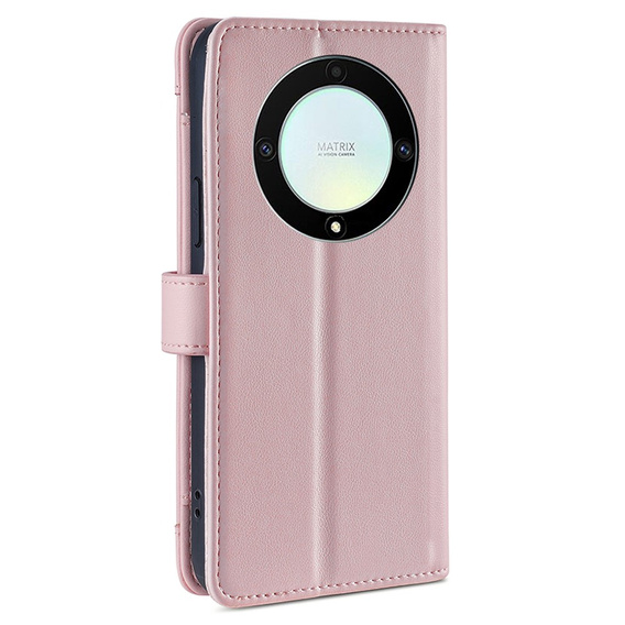 Pattintható tok a Honor Magic5 Lite, Wallet Zipper Pocket, rózsaszín