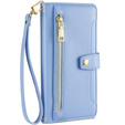 Pattintható tok a iPhone 14 Pro Max, Wallet Zipper Pocket, kék