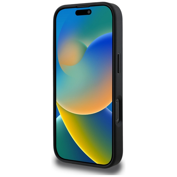 Guess Grained Hot Stamp 4G háromszög alakú fém tok iPhone 16 Pro Max készülékhez