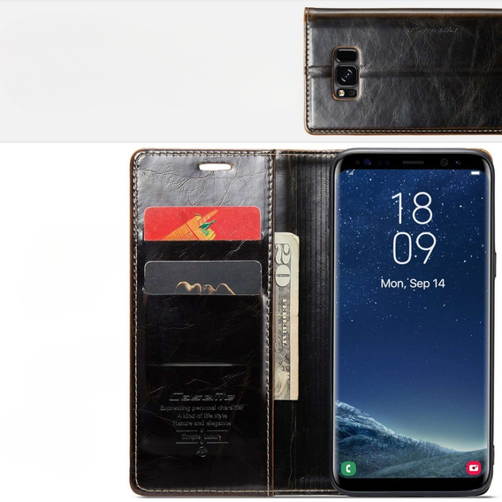 CASEME flip tok Samsung Galaxy S8, Waxy Textured, fekete