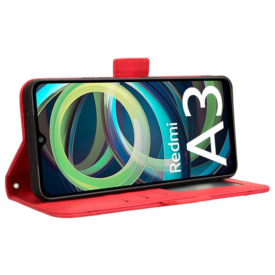 Pattintható tok a Xiaomi Redmi A3, Card Slot, piros