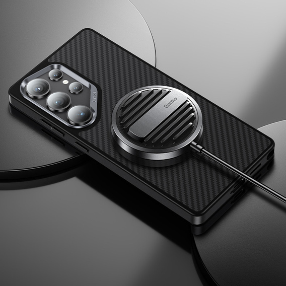 BENKS Kevlar tok Samsung Galaxy S25, MagSafe, Carbon Fiber, fekete