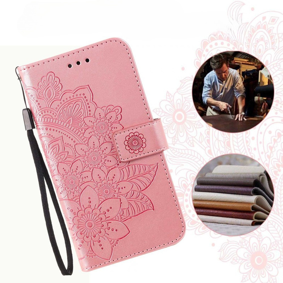Pattintható tok a Samsung Galaxy A14 4G/5G, Mandala Flower, rózsaszín rose gold