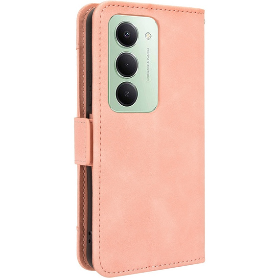Pántos tok Xiaomi Redmi 15 5G / 4G, kártya foglalat, pénztárca, rózsaszín, rózsaszín