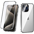 Tok iPhone 15 Pro, Magnetic Dual Glass, ezüst