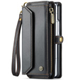 Tok CASEME Samsung Galaxy Z Fold6 5G, RFID Leather Wallet, vállpánttal, fekete