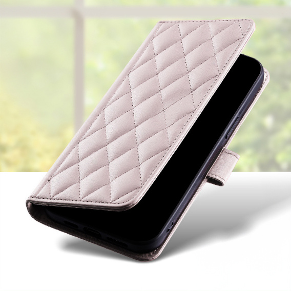 Flap tok Samsung Galaxy A16, Rhombus Crossbody Leather, rózsaszín rose gold