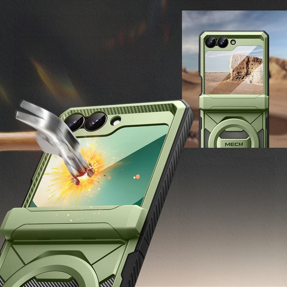 Tongate MECH tok MagSafe-val a Samsung Galaxy Z Flip7 FE / Z Flip6 készülékhez, zöld színű