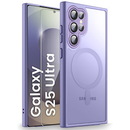 Tok Samsung Galaxy S25 Ultra-hoz, MagSafe, ERBORD Matt Case, lila + képernyőüveg