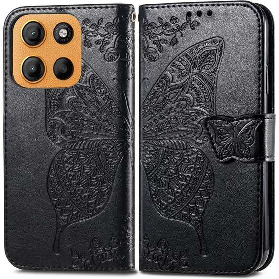 Pattintható tok a Motorola Moto G15 / Motorola Moto G15 Power, Butterfly, fekete