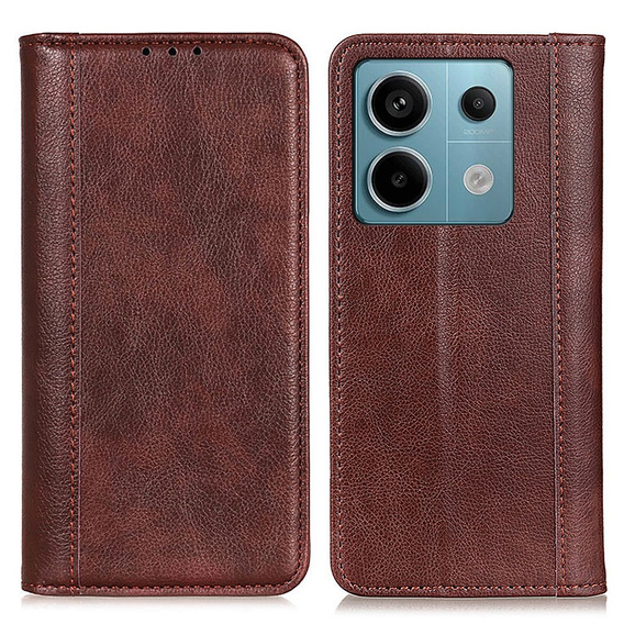 Telefontok a Xiaomi Redmi Note 13 Pro 5G, Wallet Litchi Leather, barna