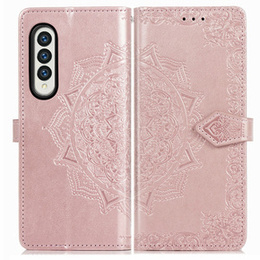 Pattintható tok a Samsung Galaxy Z Fold3 5G, Mandala, rózsaszín rose gold