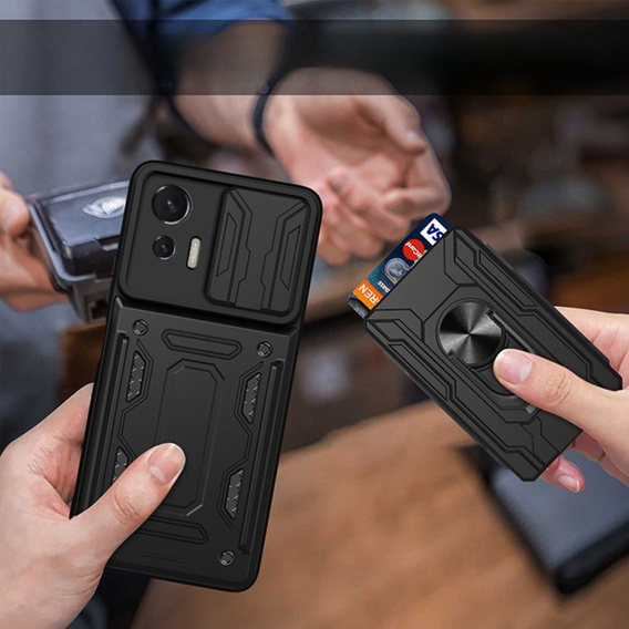 Páncélozott tok a Motorola Edge 30 Neo 5G, Camera Slide Card Slot, fekete