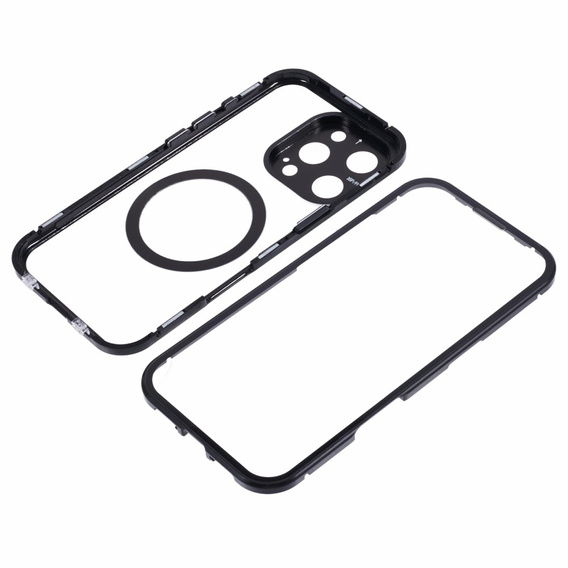 Magnetic Dual Glass MagSafe tok iPhone 16 Pro Max, fekete